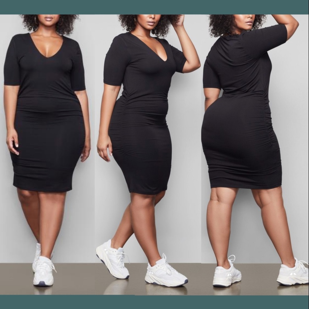 $125 Good American The Low Down Mini Dress Black [SZ 5‎ GA]